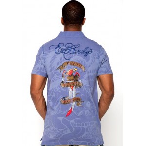 Ed Hardy Polo Shirt Eagle Dagger DBD Enzyme Washed Polo