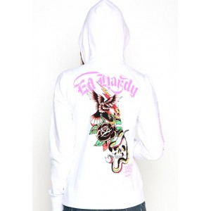 Women's Ed Hardy Black Rose Basic Hoody