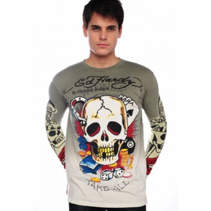 Men's Ed Hardy Winner Take All Skull Dip Dye Tee