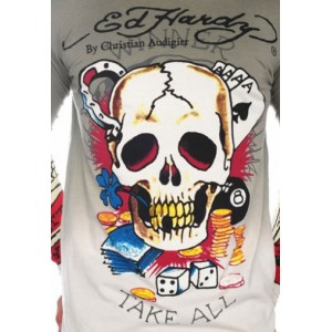 Men's Ed Hardy Winner Take All Skull Dip Dye Tee