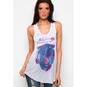 Ed Hardy Electric Tiger Dip Dye V-Neck Razor Tank 01