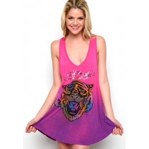 Ed Hardy Electric Tiger Dip Dye V-Neck Razor Tank