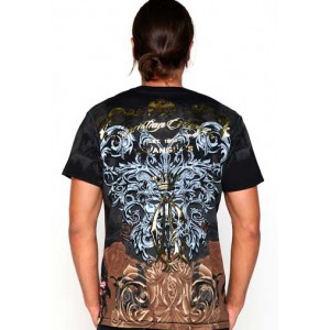 Christian Audigier Flaming Sword Foiled Tee