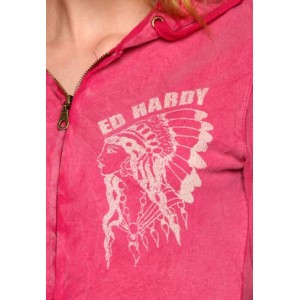 Women's Ed Hardy Indian Zip Up Tunic Hoody