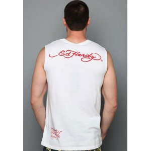 Men's Ed Hardy Eagle USA Basic Muscle Tank white