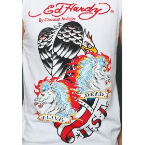 Men's Ed Hardy Eagle USA Basic Muscle Tank white