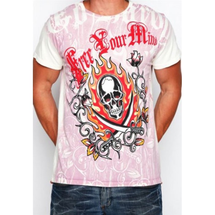 Men's Ed Hardy Two Swords Skull All Over Specialty Tee