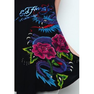 Ed Hardy Dragon Rose Scoop Neck Razor Tank