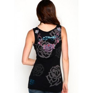 Ed Hardy Skull In Love And Roses Specialty Ribbed Tank