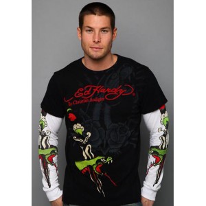 Men's Ed Hardy Snake Dagger Specialty Double Sleeve black