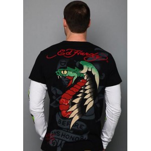 Men's Ed Hardy Snake Dagger Specialty Double Sleeve black