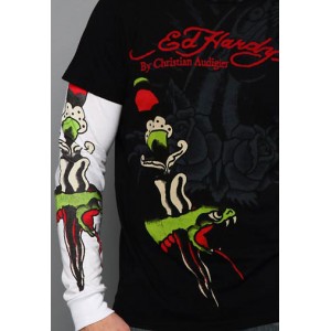 Men's Ed Hardy Snake Dagger Specialty Double Sleeve black