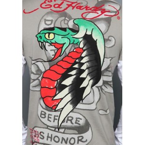 Men's Ed Hardy Snake Dagger Specialty Double Sleeve Olive