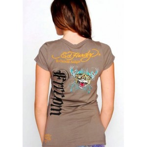 Women's Ed Hardy Snake Storm Platinum Tee