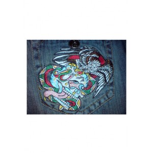 Men's Ed Hardy Battle Satin Denim Straight Leg in Blue
