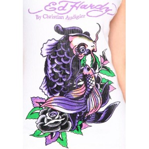 Ed Hardy Two Fish Basic Ribbed Tank