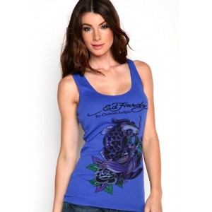 Ed Hardy Two Fish Basic Ribbed Tank Cheap