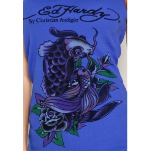 Ed Hardy Two Fish Basic Ribbed Tank Cheap