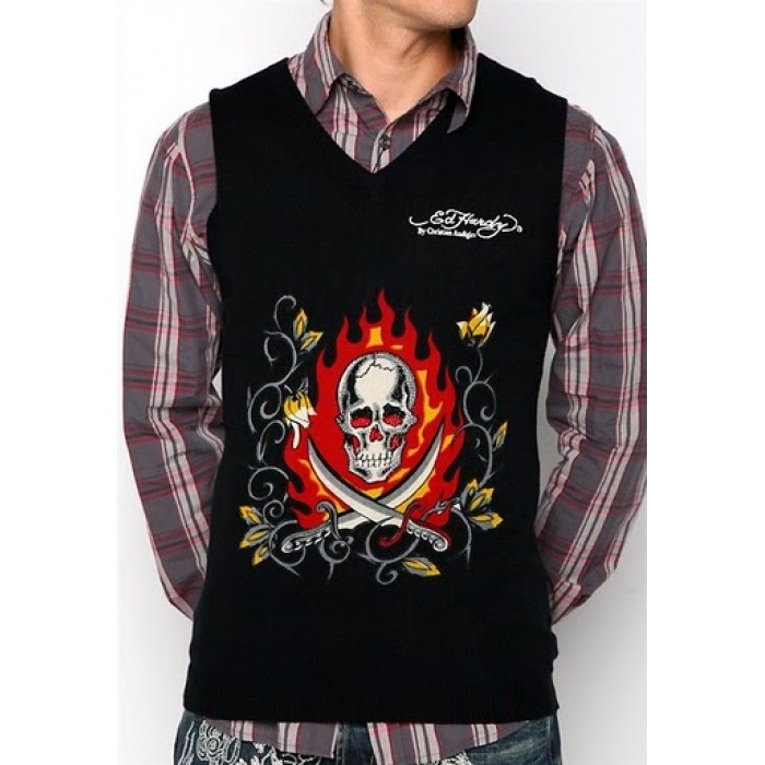 Men's Ed Hardy wholesale black skull sweater
