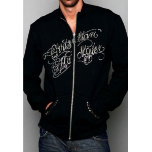 Christian Audigier Longhorn Vintage Enzyme Wash Hoody Black