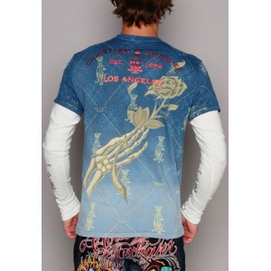 Christian Audigier Cockerel Vintage Platinum Tee Blue