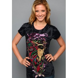 Women's Ed Hardy Geisha Dragon Specialty Tee