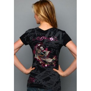 Women's Ed Hardy Geisha Dragon Specialty Tee