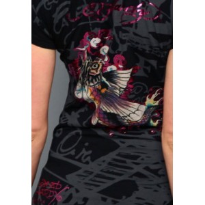 Women's Ed Hardy Geisha Dragon Specialty Tee