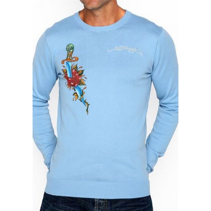 Men's Ed Hardy wholesale blue combat snake eagle sweater
