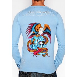 Men's Ed Hardy wholesale blue combat snake eagle sweater