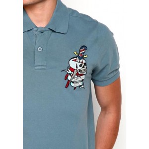 Ed Hardy Polo Shirt Pierced Skull Basic Embroidered Polo