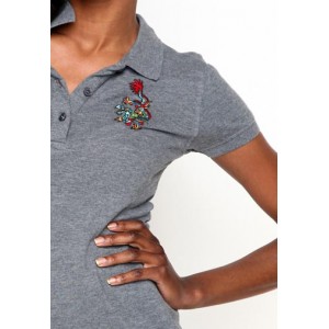 Women's Ed Hardy Dragon Basic Embroidered Polo