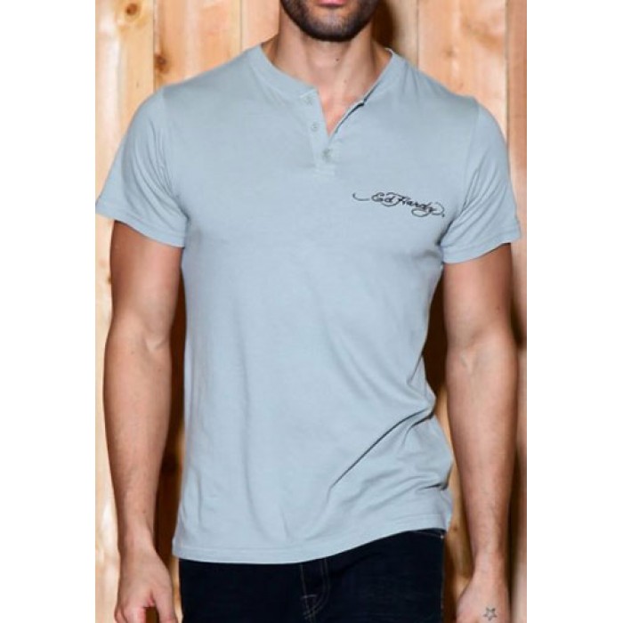 Men's Ed Hardy Death Of Love Tiger Basic Henley olive