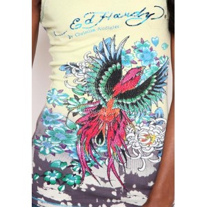 Ed Hardy Hawkback Platinum Dip Dye Ribbed Tank