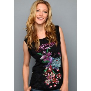 Women's Ed Hardy Spring Bloom Specialty Rayon Roll Up Black
