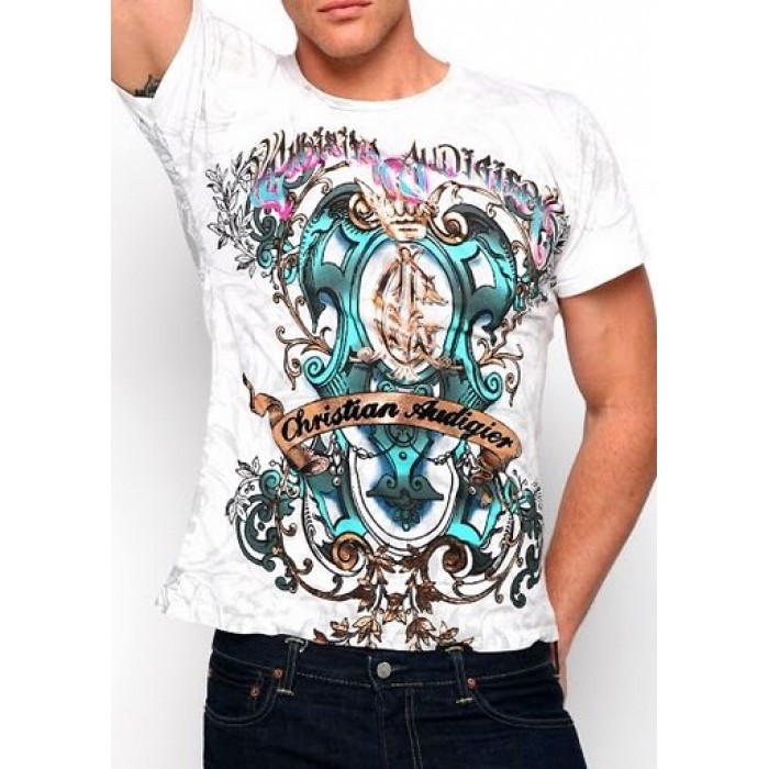 Christian Audigier CA Logo Core Crew Neck Tee White