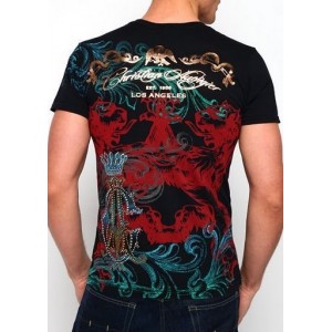 Christian Audigier Patriotic Flight Vintage Platinum Tee Black