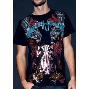 Christian Audigier Cockerel Vintage Platinum Tee Black