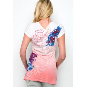 Women's Ed Hardy Koi Dip Dye Scoop Neck Tunic