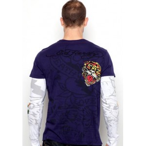 Men's Ed Hardy Death Of Love Platinum Double Sleeve Tee