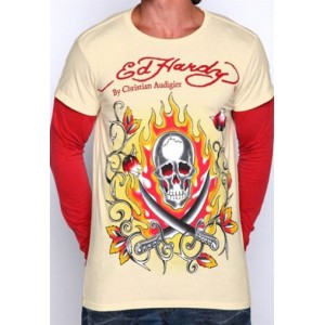 Men's Ed Hardy Two Swords Skull Basic Double Sleeve Tee