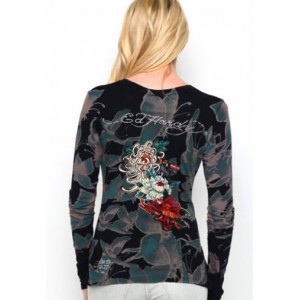 Women's Ed Hardy Peacock And Heart Specialty Tee