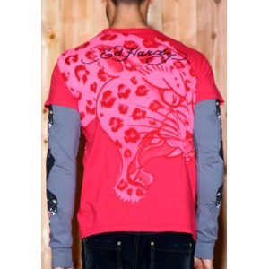 Men's Ed Hardy Panther Specialty Double Sleeve Tee red