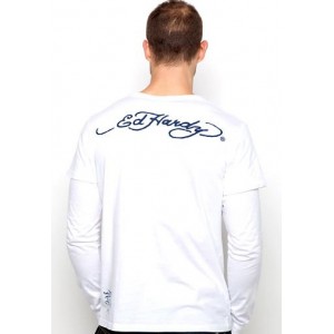 Men's Ed Hardy Tattoo You Basic Double Sleeve Tee white