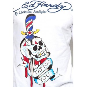 Men's Ed Hardy Tattoo You Basic Double Sleeve Tee white