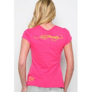 Women's Ed Hardy Love Is A Gamble Flowers Basic Tee Pink