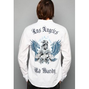 Ed Hardy Polo Shirt Eagle And Tigers Embroidered Shirt