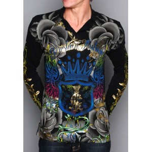 Christian Audigier Patriotic Flight Vintage Platinum Tee Black Sale