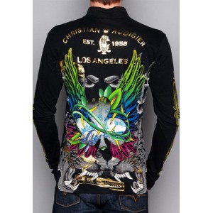 Christian Audigier Patriotic Flight Vintage Platinum Tee Black Sale