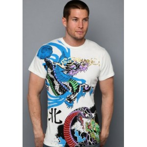 Men's Ed Hardy North Dragon And Snake Fight Specialty Tee